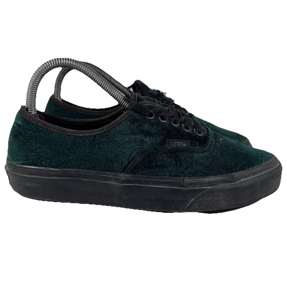 Vans Authentic Green Velvet/Velour Lace Up Skate Shoes Sneakers Women's Size 8 - Picture 1 of 8